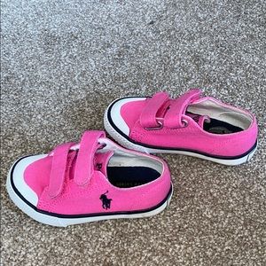 Pink and white polo sneakers size 7